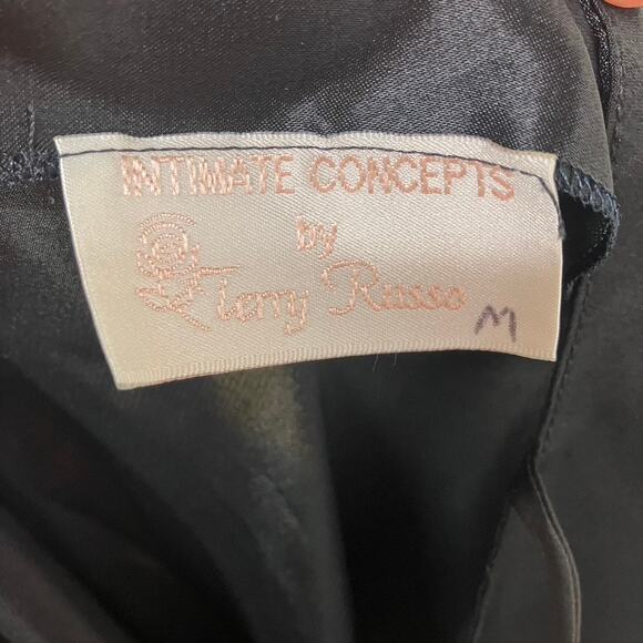 Vintage 80's Slip Dress Intimate Concepts by Terry Russo Women M Black Lace Maxi - Picture 9 of 13